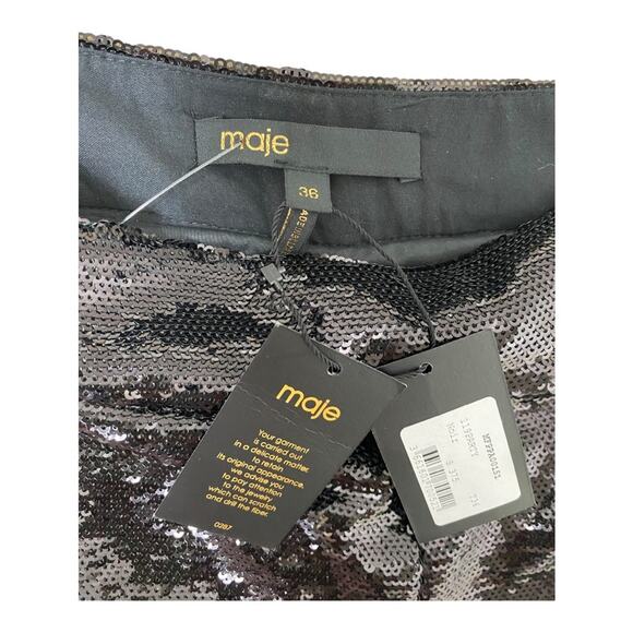NWT MAJE PANTS WHIMSIGOTH FAIRY GRUNGE EDGY BLACK SEQUIN CROPPED PANTS WIDE LEG - Picture 6 of 11
